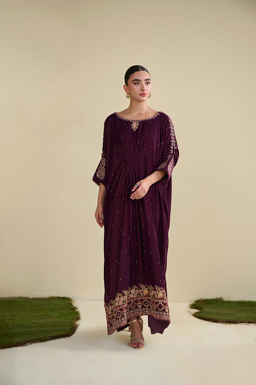 MAGENTA 1PCS EMBROIDERED KAFTAN